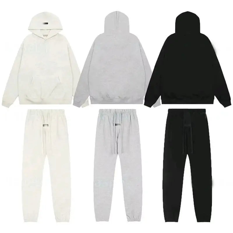 Top Quality Clothing Manufacturer Hoddie Custom Ess Essentials Hoodie Men and Pants Gym Tracksuit Sweatpants Jogger Set Ropa