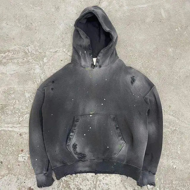 Vintage Hoodie and Men's Cotton Hoody with Washed Distressed Effect for Custom Men Hoodies in Streetwear Fashion
