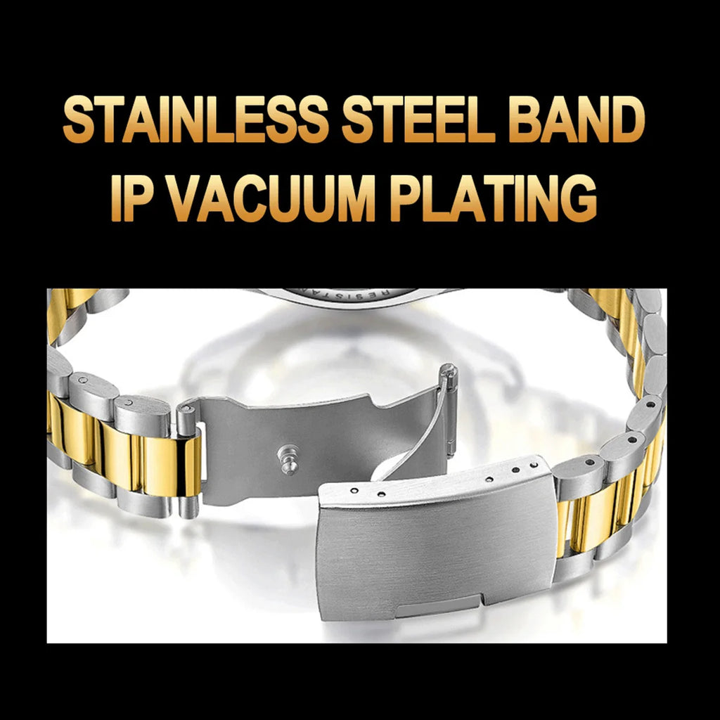 Men's Quartz Watch Classic Stainless Steel Strap Casual Business Style 40mm Black Gold Dial 3Bar Waterproof Series Watches reloj