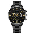 2pcs and 1pcs fashionable men's quartz watches with black dial and gold accents