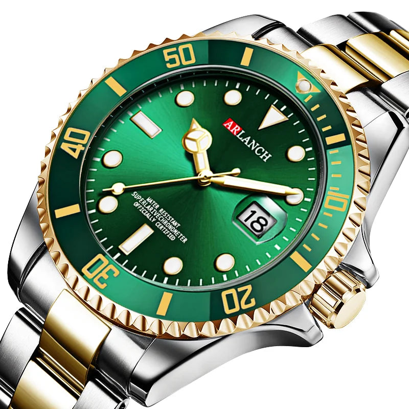 Men's Quartz Watch Classic Stainless Steel Strap Casual Business Style 40mm Black Gold Dial 3Bar Waterproof Series Watches reloj
